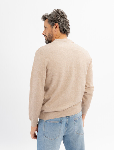 Buzo tejido cuello polo Theo beige