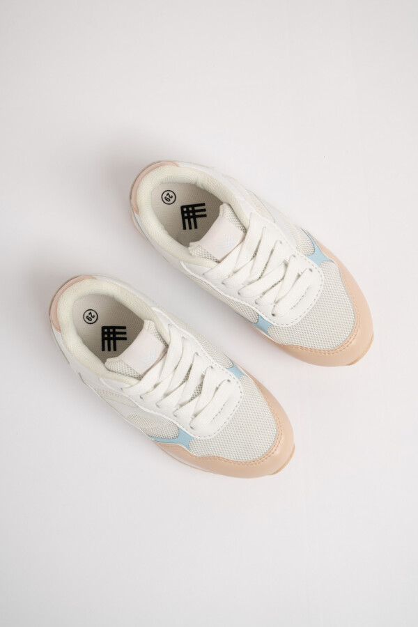 Zapatilla acordonada combinada Blanco