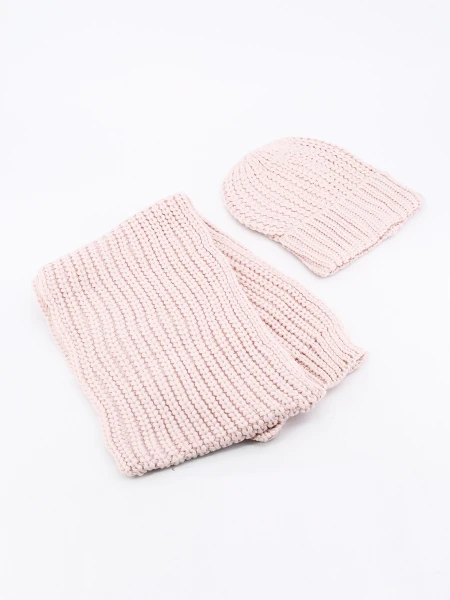 GORRO Y BUFANDA ROSADO