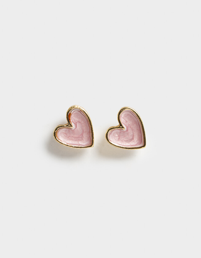 Aros Pasantes Corazón Aro Pasante Con Resina - Dorado