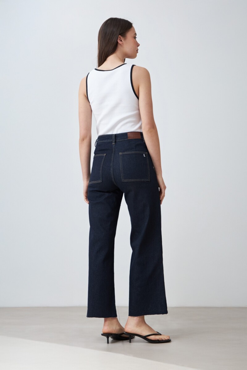 Jean culotte Paulina con bolsillos jean oscuro