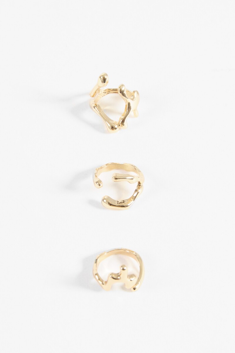Set 3 anillos irregular dorado
