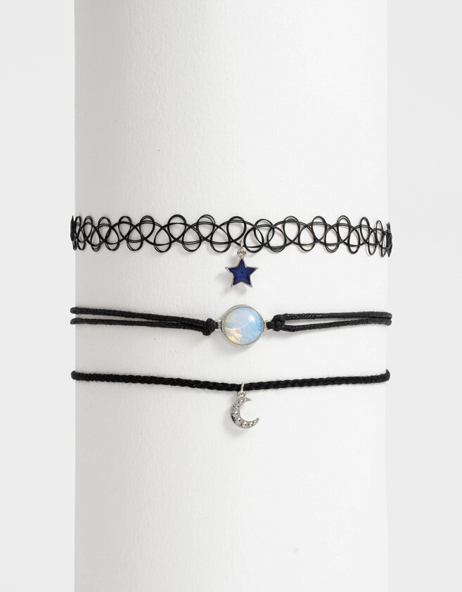 Chokers Moonstone Set De Chokers - Plateado