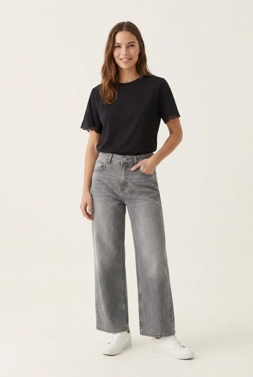 Pantalon fluido estilo denim - Gris 