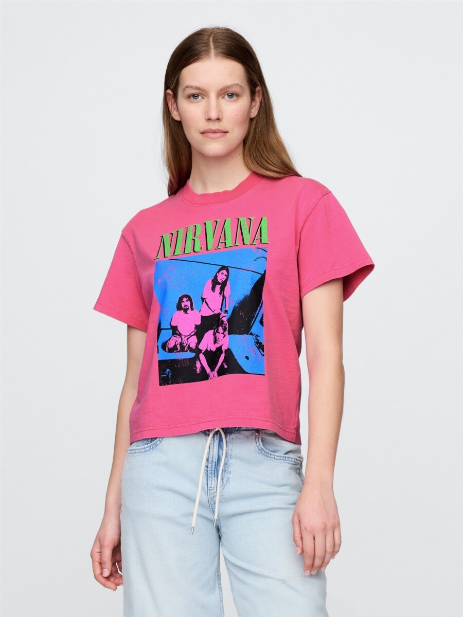 Remera Bandas Manga Corta Mujer - Standout Pink 