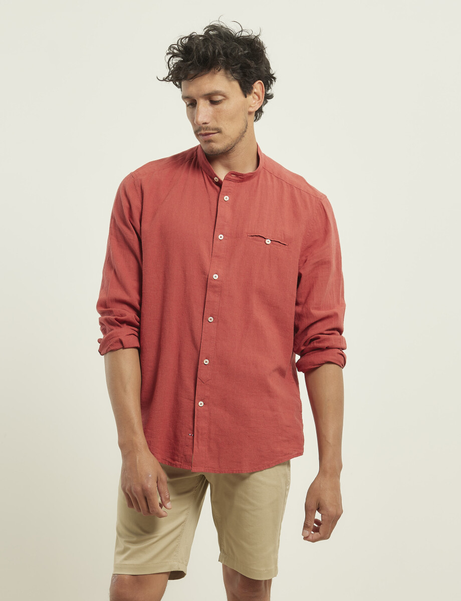 011954 CAMISA HARRINGTON LABEL LINO Rojo