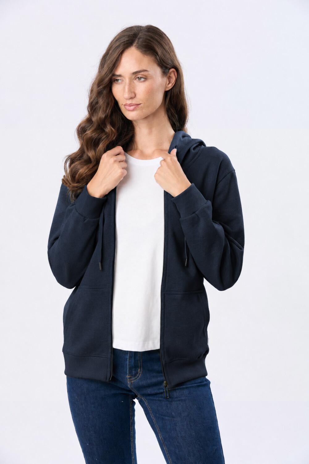 CAMPERA DE ALGODÓN CON CAPUCHA Azul