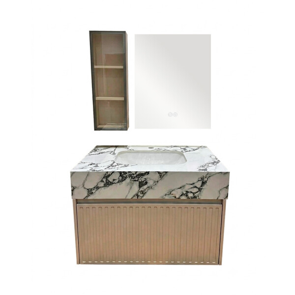CONJUNTO DE BAÑO HABITARE DE MADERA MODELO SY2010-80 / MUEBLE + BACHA + ESPEJO C/ LUZ LED - 80 cm Conjunto De Baño Habitare De Madera Modelo Sy2010-80 / Mueble + Bacha + Espejo C/ Luz Led - 80 Cm