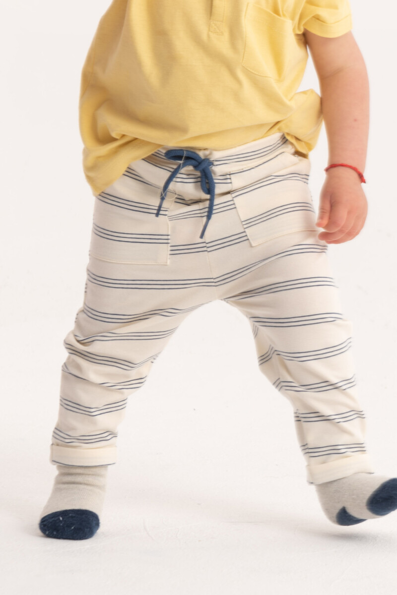 Pantalón rayado - Azul 