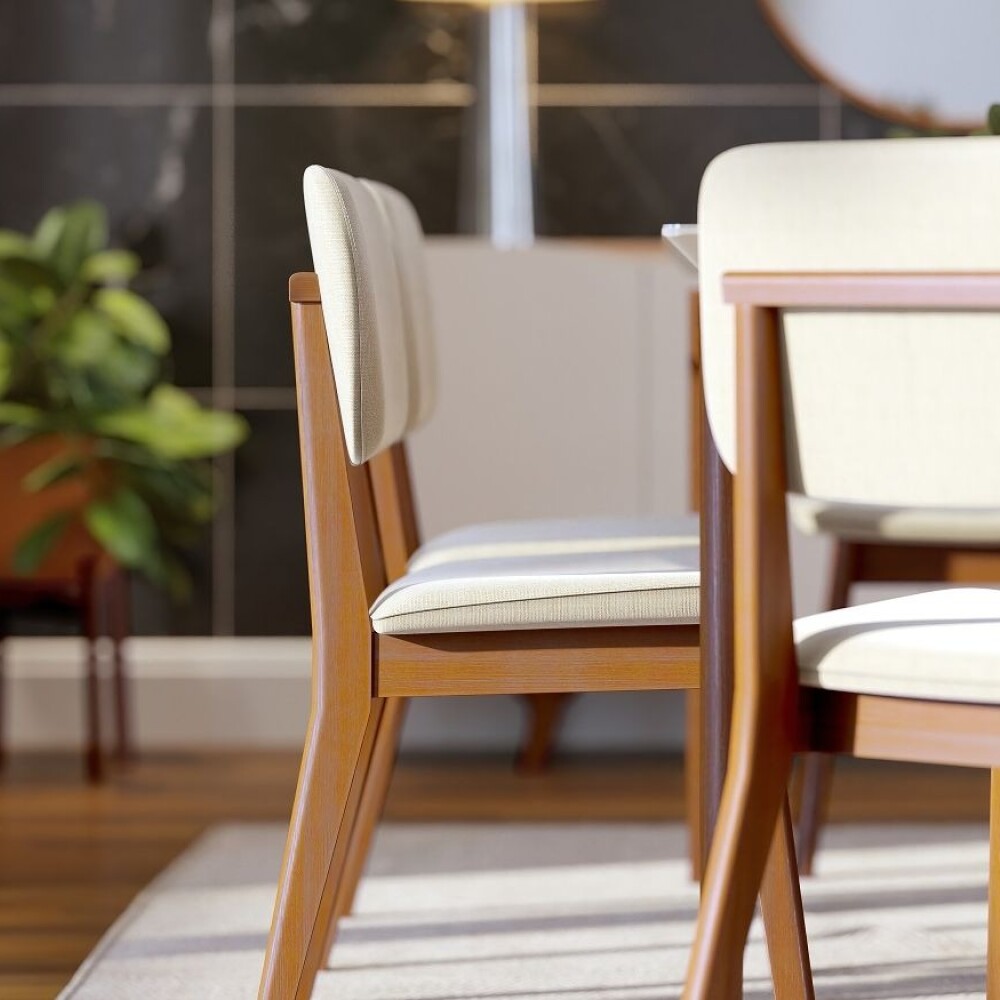Silla de Comedor Classic - Línea Manhattan - Tela Bouclé/Natural