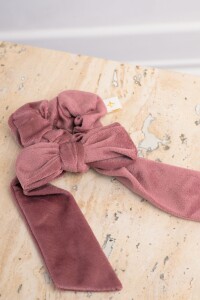 Velvet Scrunchie Moña Camel
