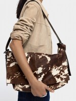 Bolso De Hombro De Piel Con Pelo crudo