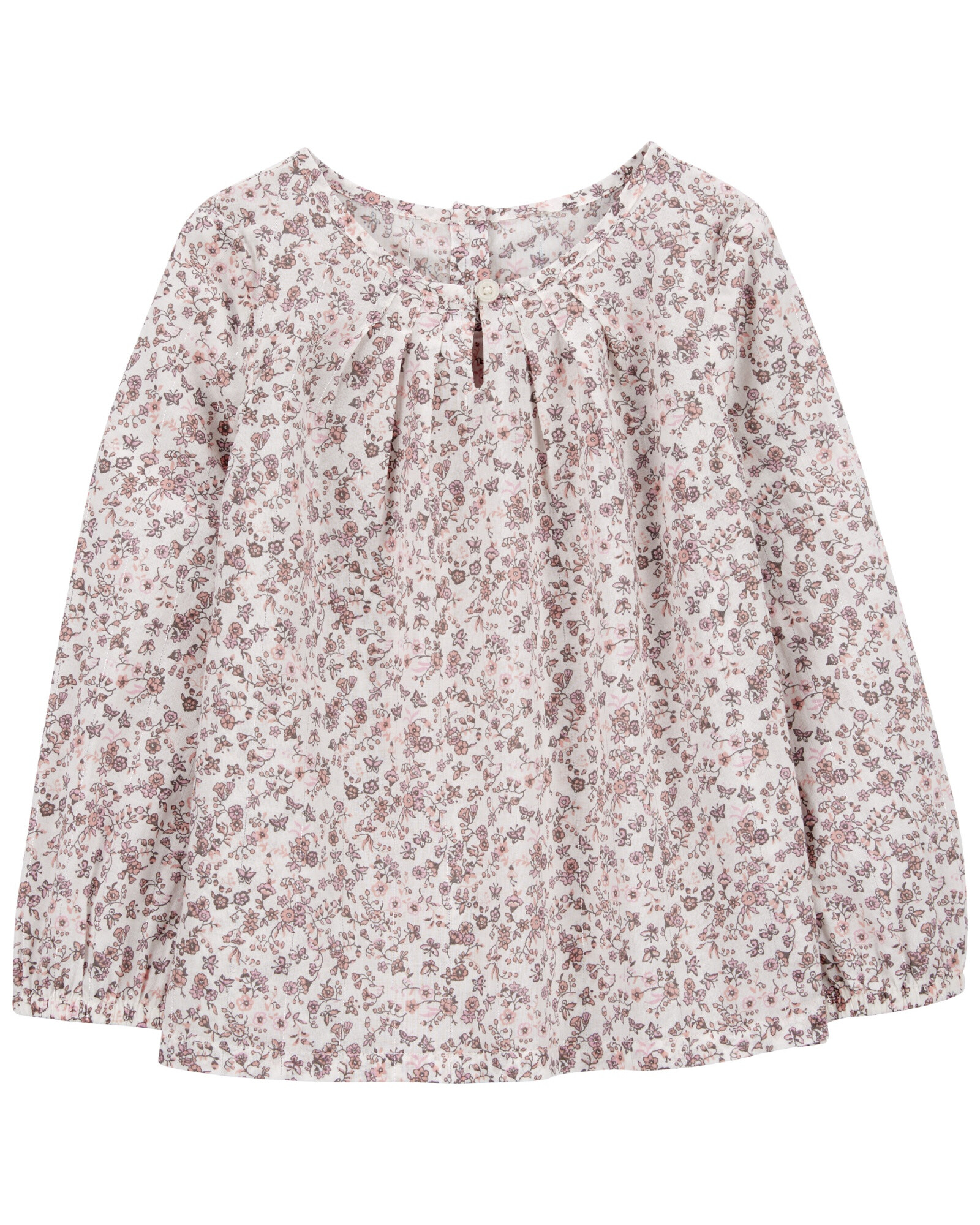 Blusa de algodón, con volado, diseño floral Blusa de algodón, con volado, diseño floral