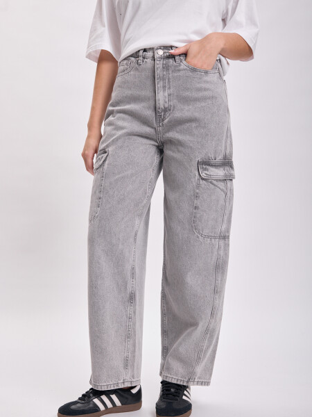 Pantalón jean cargo Gris