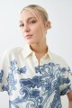 Camisa estampada manga corta azul