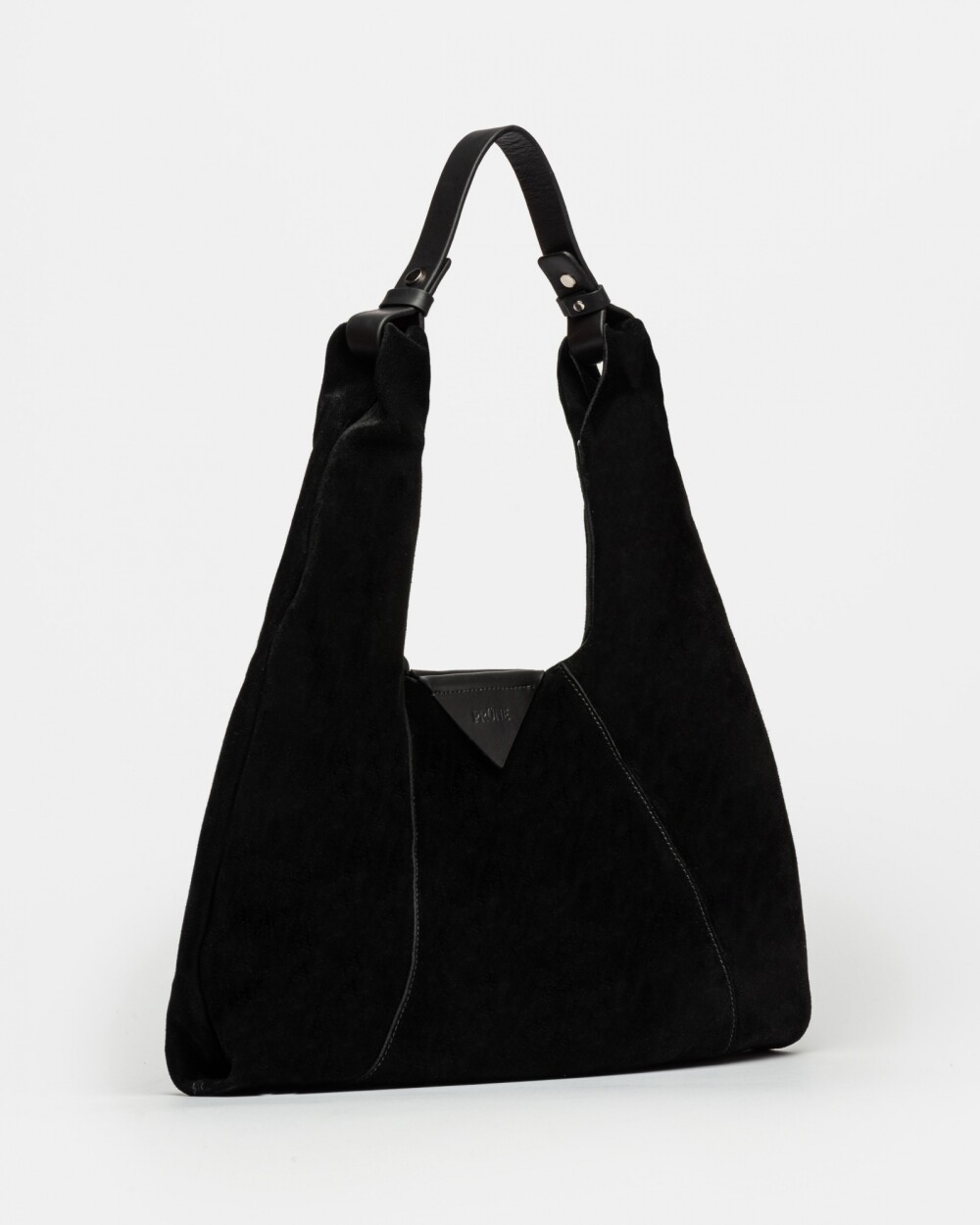 Cartera al Hombro The Shopping En Cuero Gamuza Negro