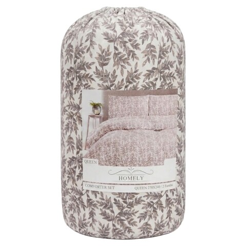 JGO EDREDON HOJAS GRIS QUEEN 270X240CM 3PZ Unica