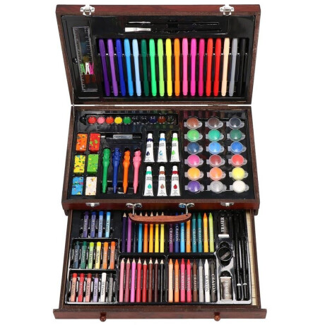 Set Arte Madera 123p Dibujo Valija Escolar Marcador Esc002002