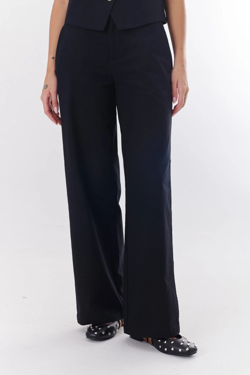 PANTALON LINO PIA negro 2