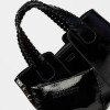 Cartera de mano The Braided en cuero charol arrugado Negro