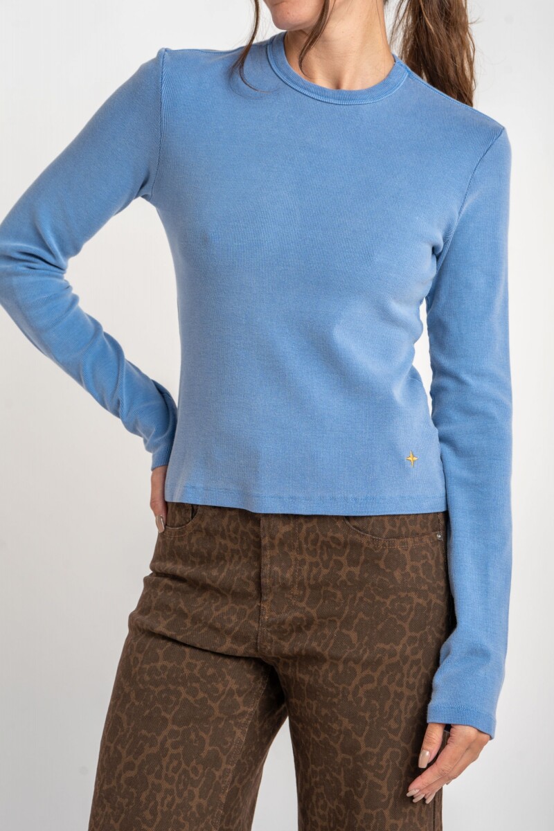 Remera Algodon Lavado Azul