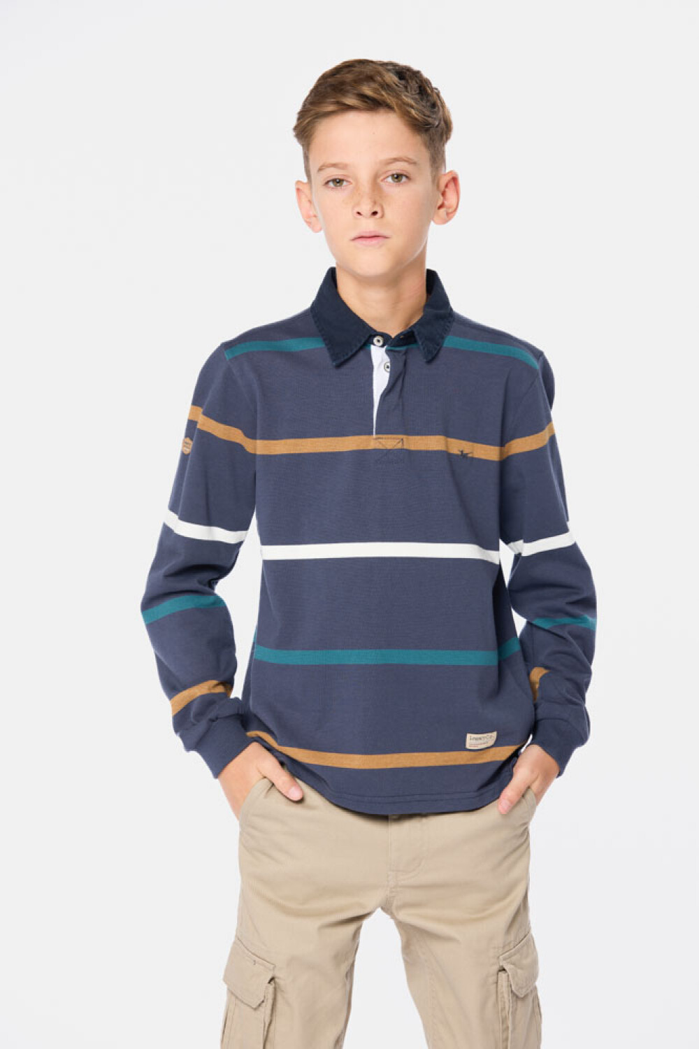 REMERA POLO RAYADA Azul