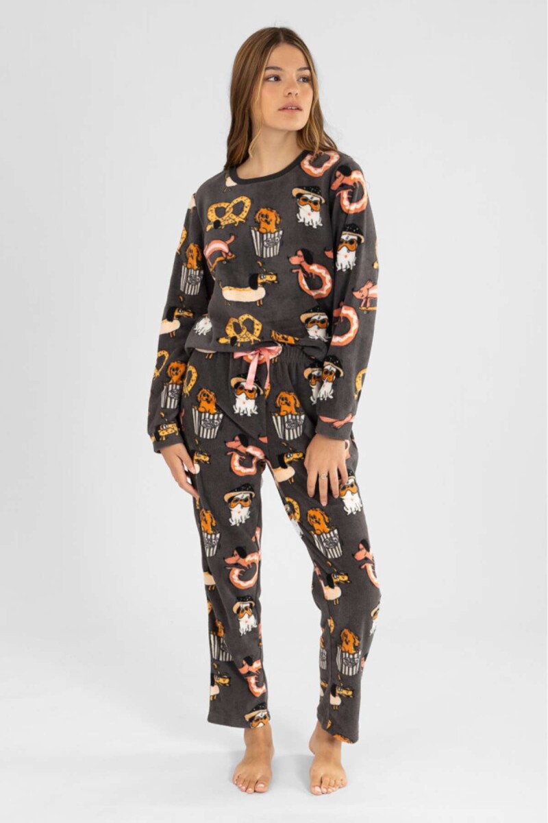 Pijama polar doggy - Gris oscuro 