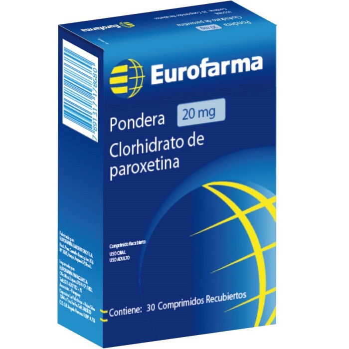 PONDERA 20 MG. CJ X 30 COMP. REC. única
