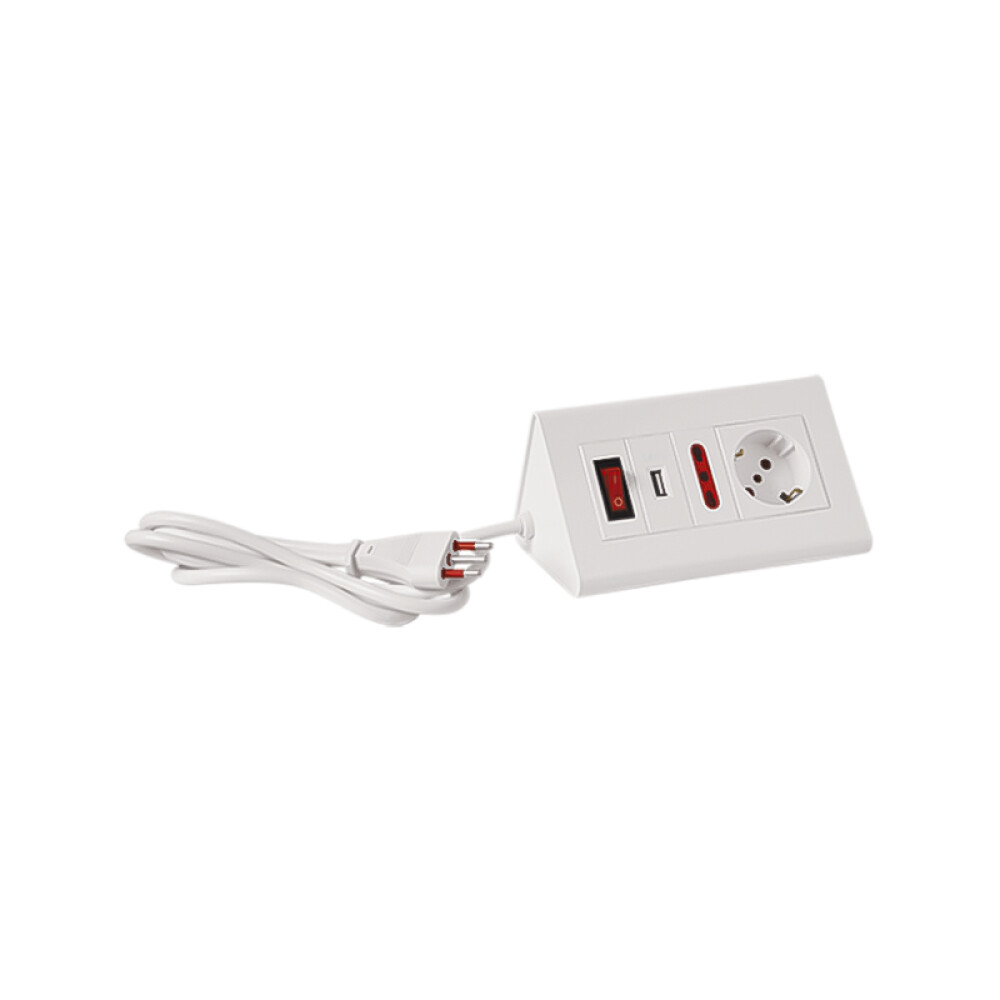 Alargue escritorio ficha 3L c/int. SCH+3L+USB 1.5m ELE03326