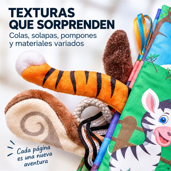 Libro Sensorial de Tela para Bebé con Colas y Texturas Azul 1