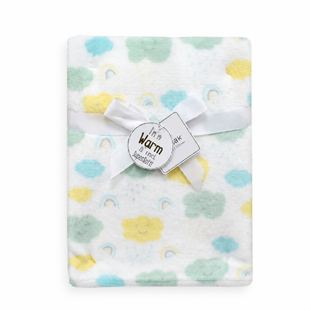 Manta fleece WAKIDS nubes pastel blanco