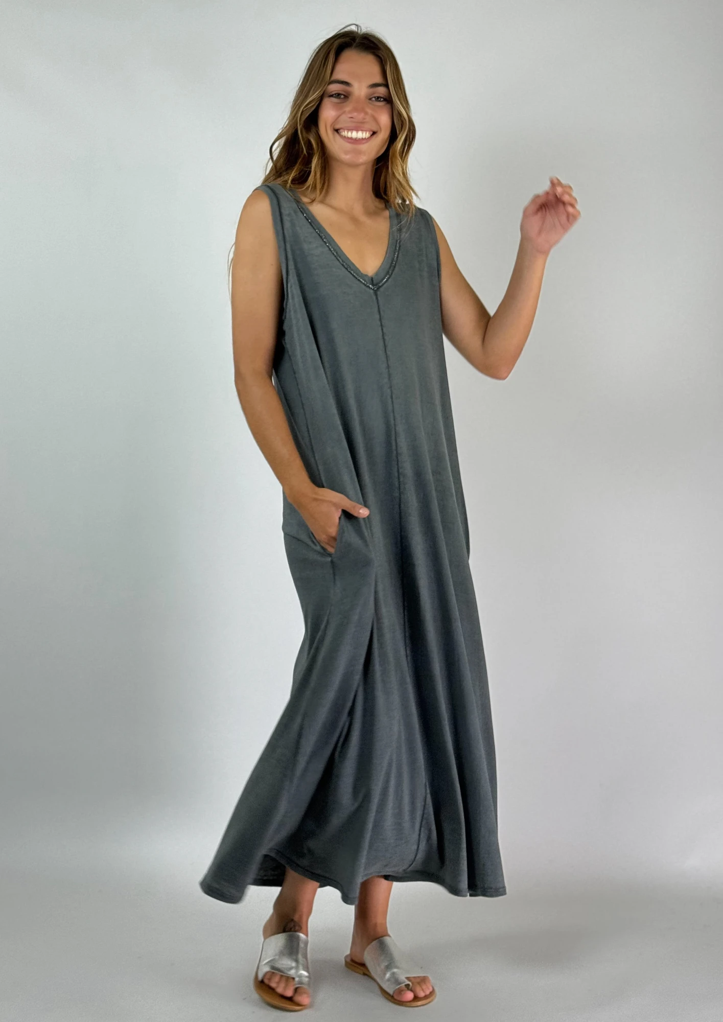 VESTIDO LAZARO gris l/xl