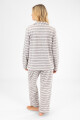 Pijama americano polar rayado Gris melange
