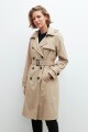 Trench impermeable con capucha desmontable beige