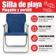 Set x2 Silla Playa Plegable Portátil Con Correa Reforzada AZUL