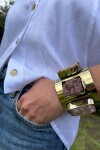 Multi Stone Cuff Rosa / Bronce