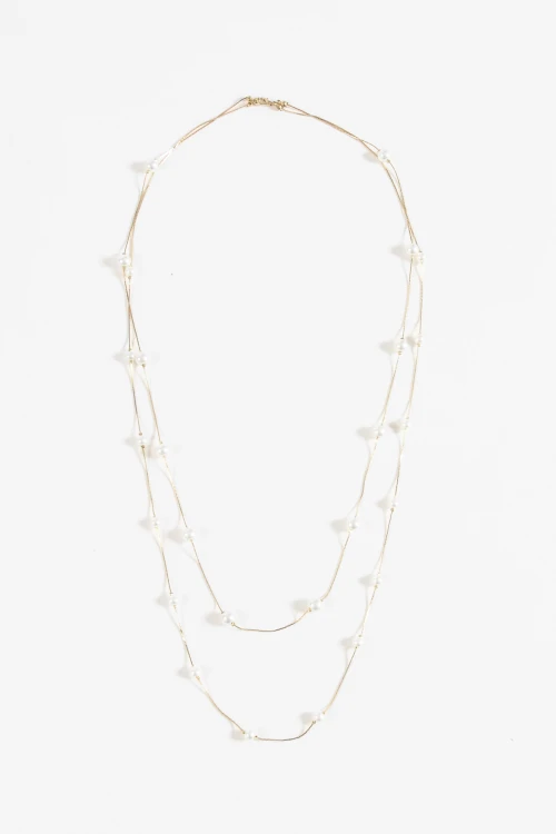 Collar largo perlas dorado