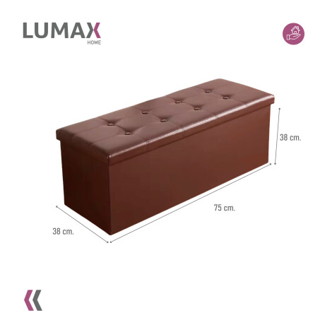 Puff Baúl Lumax Plegable 75x38 cm Organizador Living Dormitorio Marron