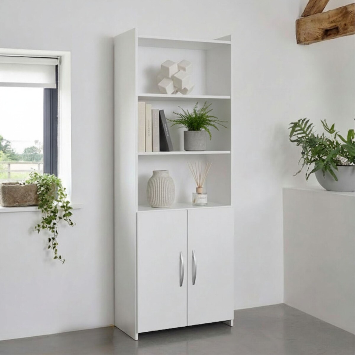 Biblioteca con puertas - Blanco 