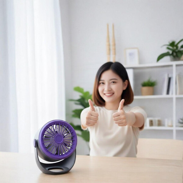 Ventilador Escritorio Recargable Batería 360 5 Velocidades Color Negro