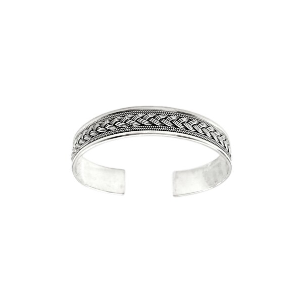 Brazalete trenzado con borde-Plata 925-Sin Piedra-BR3011 sinpiedra