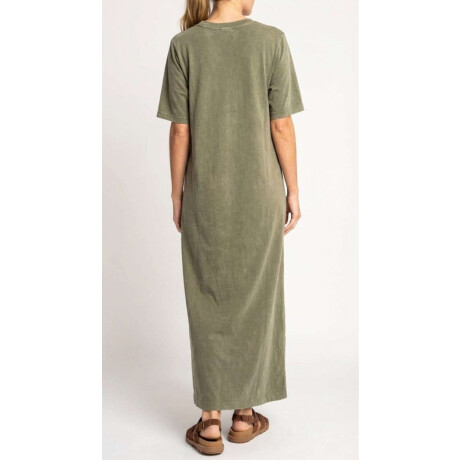 Vestido Algodon Lavado Oliva