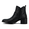 Country Bota Mujer De Cuero Tira C/ Hebilla Y Taco Cuadrado Negro