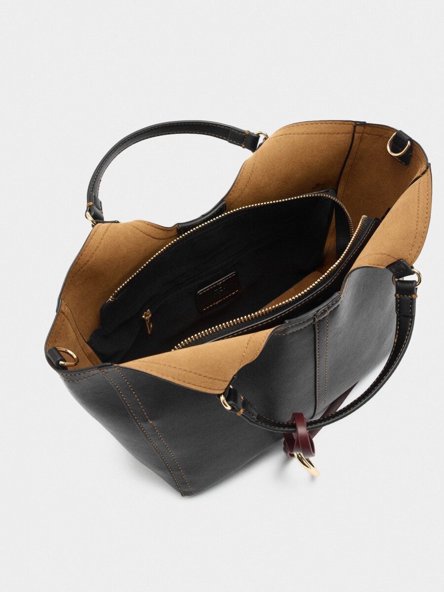 Bolso Tote Liso Con Cierre De Cremallera negro