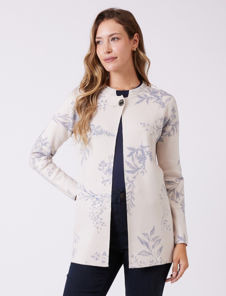 Cardigan Flores - Beige 