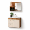 Mueble Baño Luna + Bacha + Espejo Premium 15mm Blanco Nogal Mueble Baño Luna + Bacha + Espejo Premium 15mm Blanco Nogal