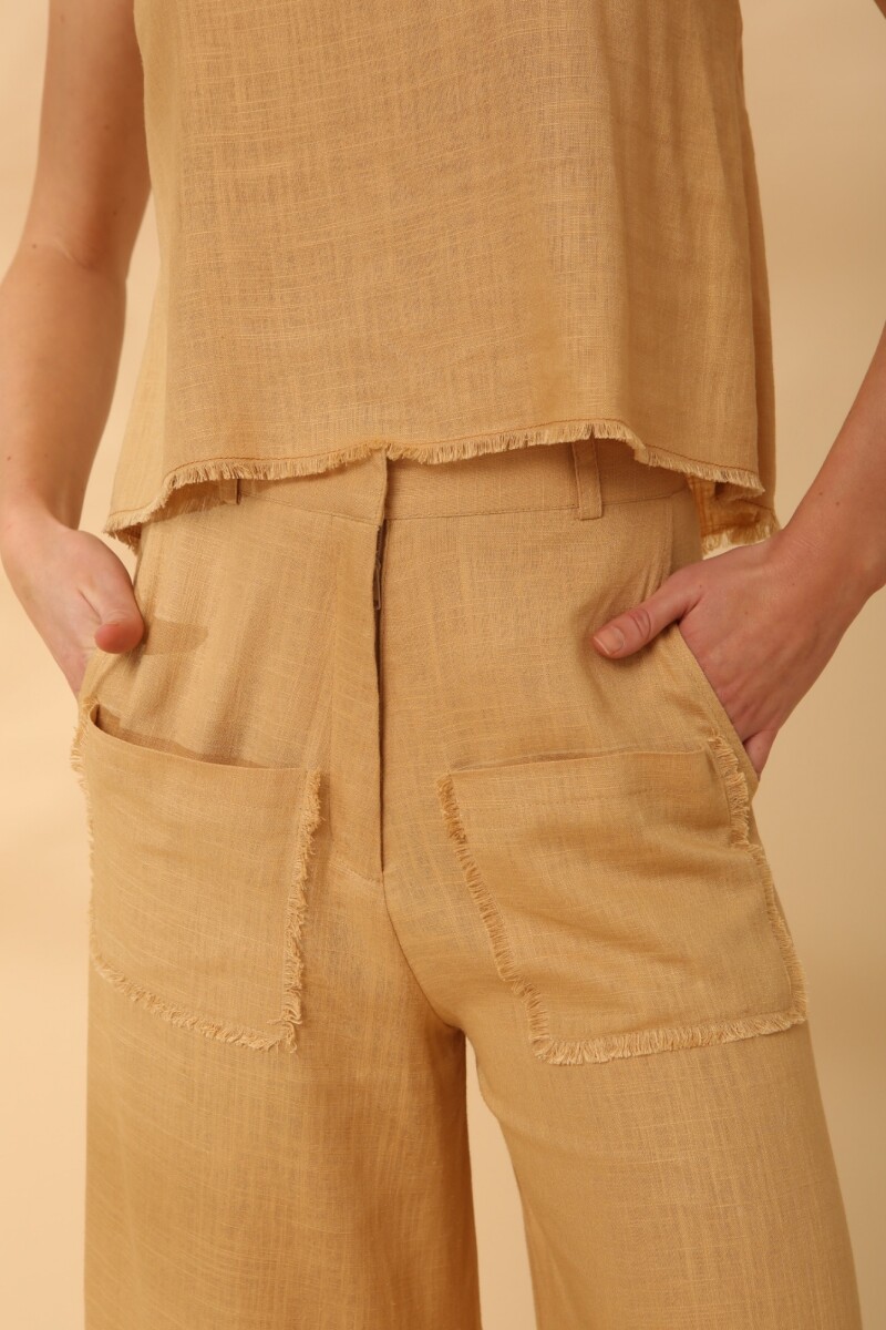 PANTALON WIDE DESFLECADO Beige