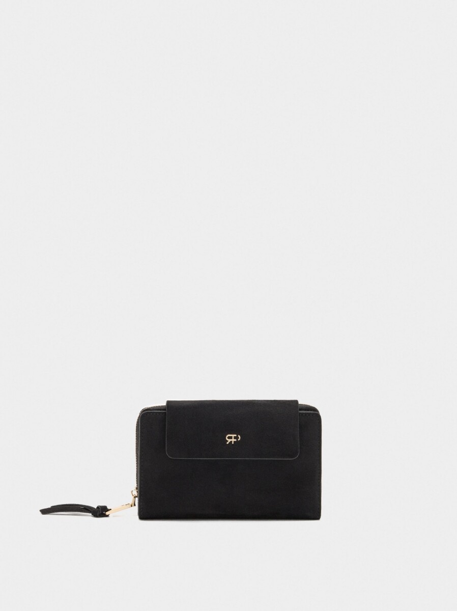 Cartera Efecto Ante - negro 