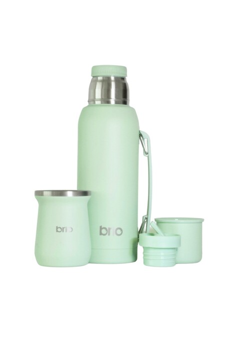 Set De Termo 1 Litro Y Mate Diseño Clásico brio Acero Inox Menta