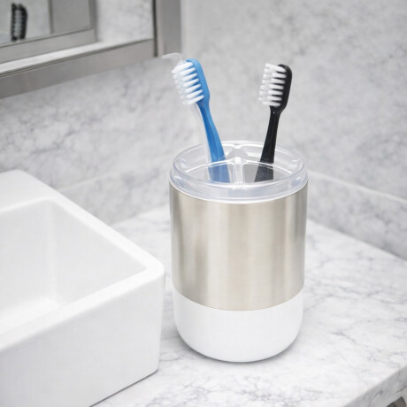 Vaso Portacepillo de Plástico y Acero Inoxidable Vaso Portacepillo de Plástico y Acero Inoxidable
